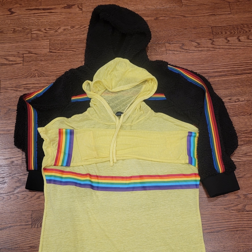 Derek Heart Pride Zippered Sweater & Hooded long sleeve t-shirt Size L